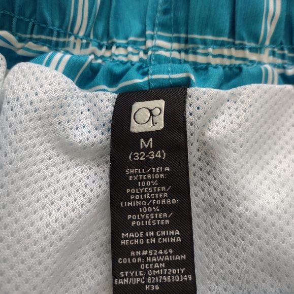 Ocean Pacific turquoise plaid swim shorts lined - Picture 5 of 7